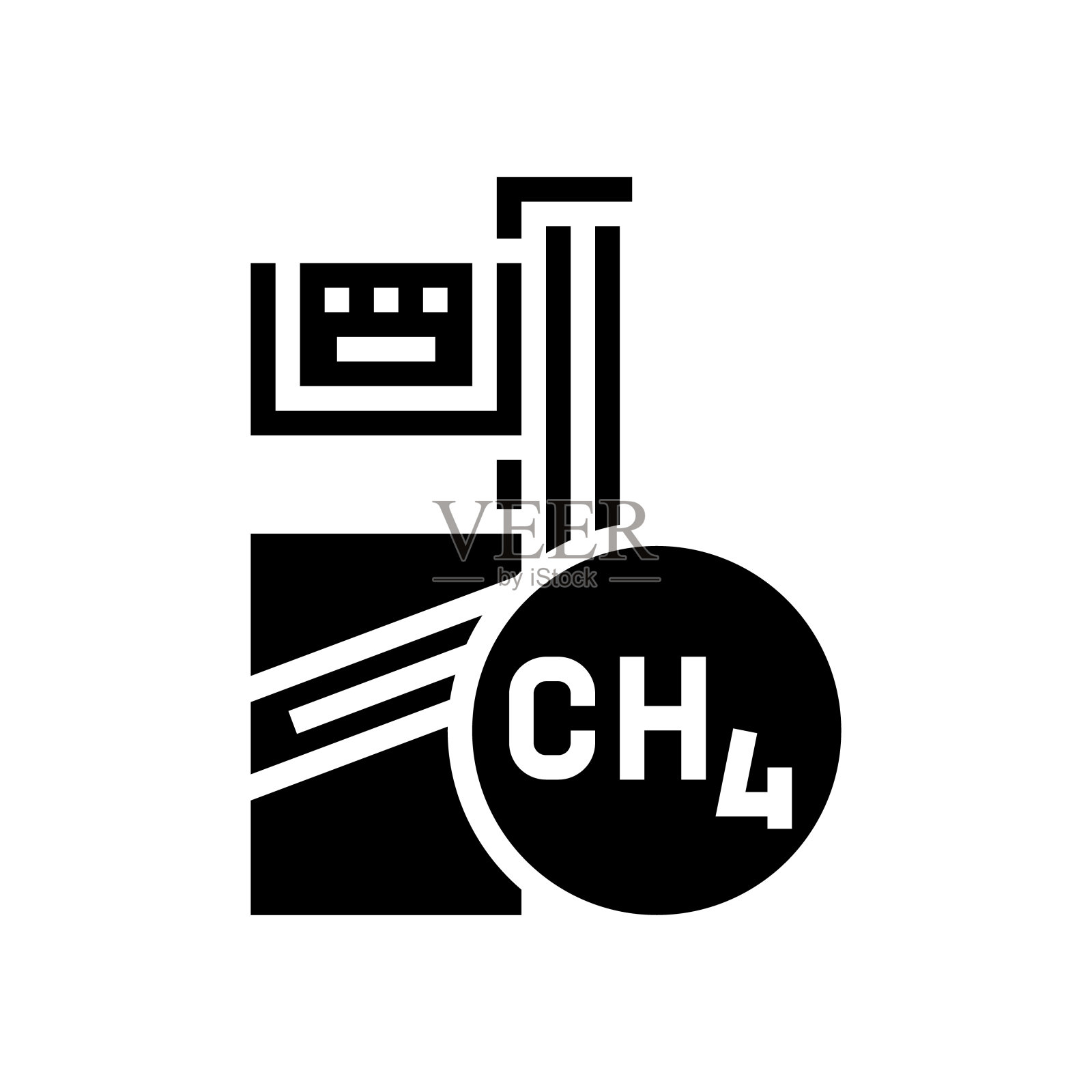 甲烷加油站字形图标矢量插图插画图片素材