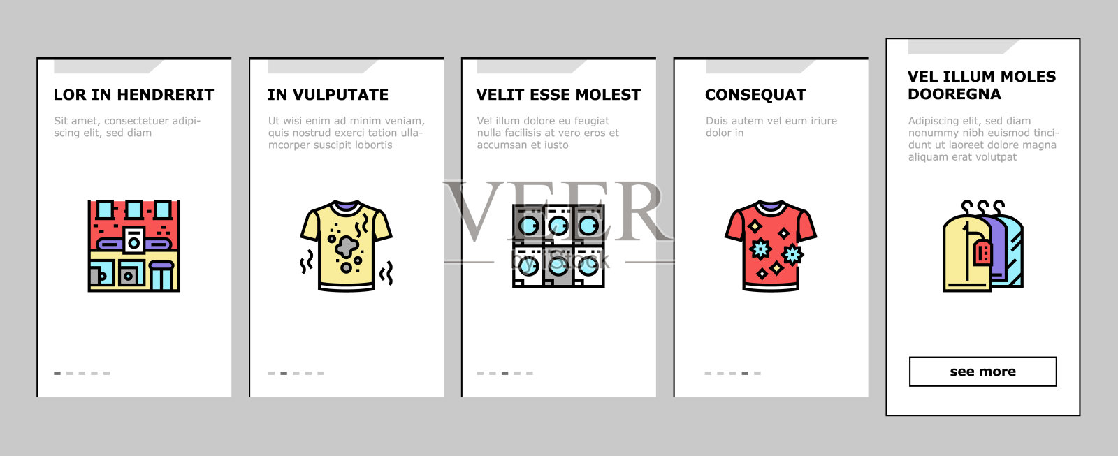 洗衣服务洗衣服上车图标设置向量插画图片素材