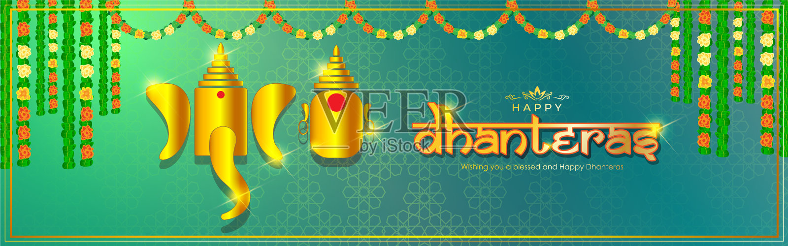 dhantera印度印度教节日快乐插画图片素材