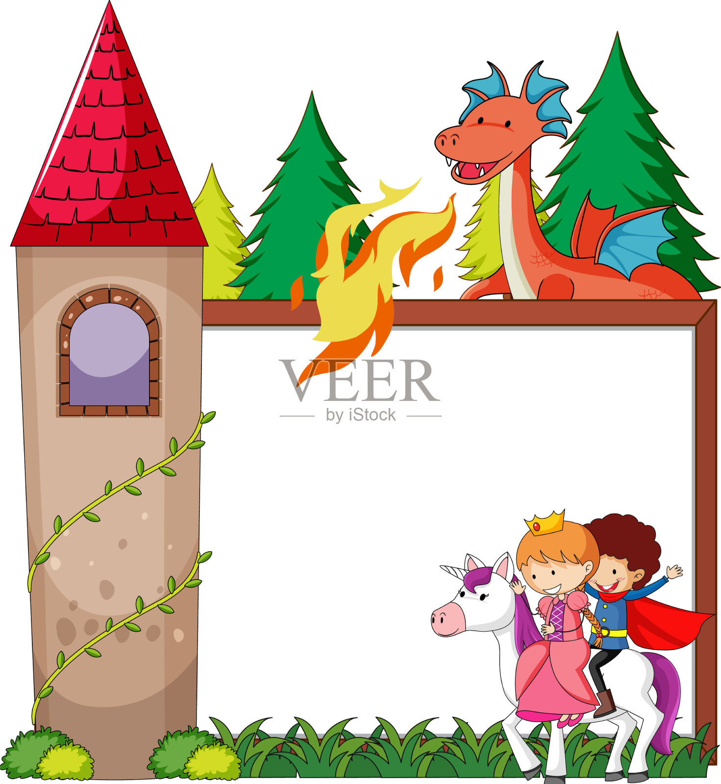 童话旗帜模板插画图片素材