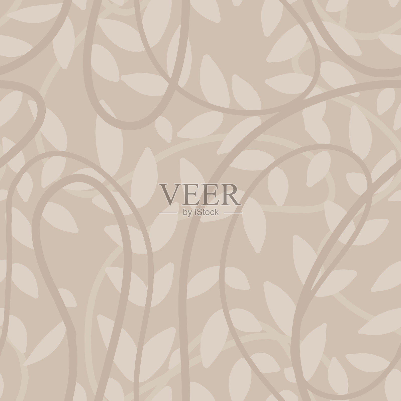 浅灰褐色米色无缝图案与手插画图片素材