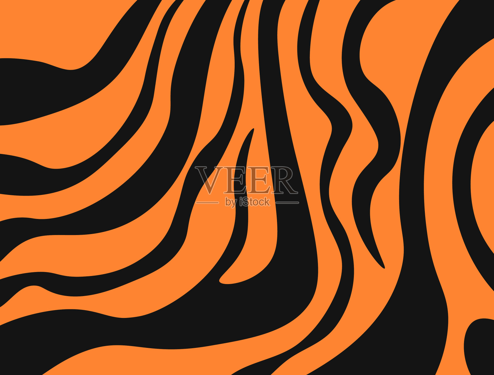 老虎皮毛背景黑色条纹的野生动物插画图片素材