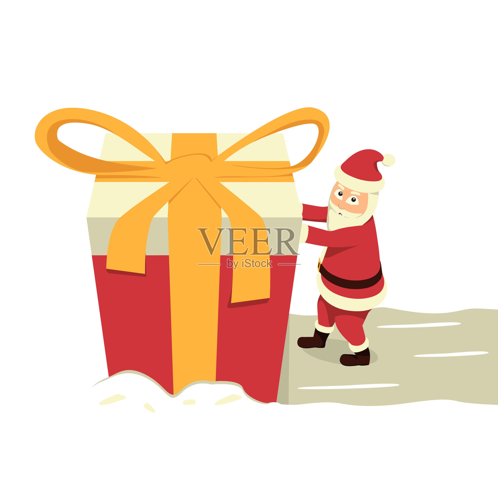 圣诞老人想送一个大礼物。插画图片素材