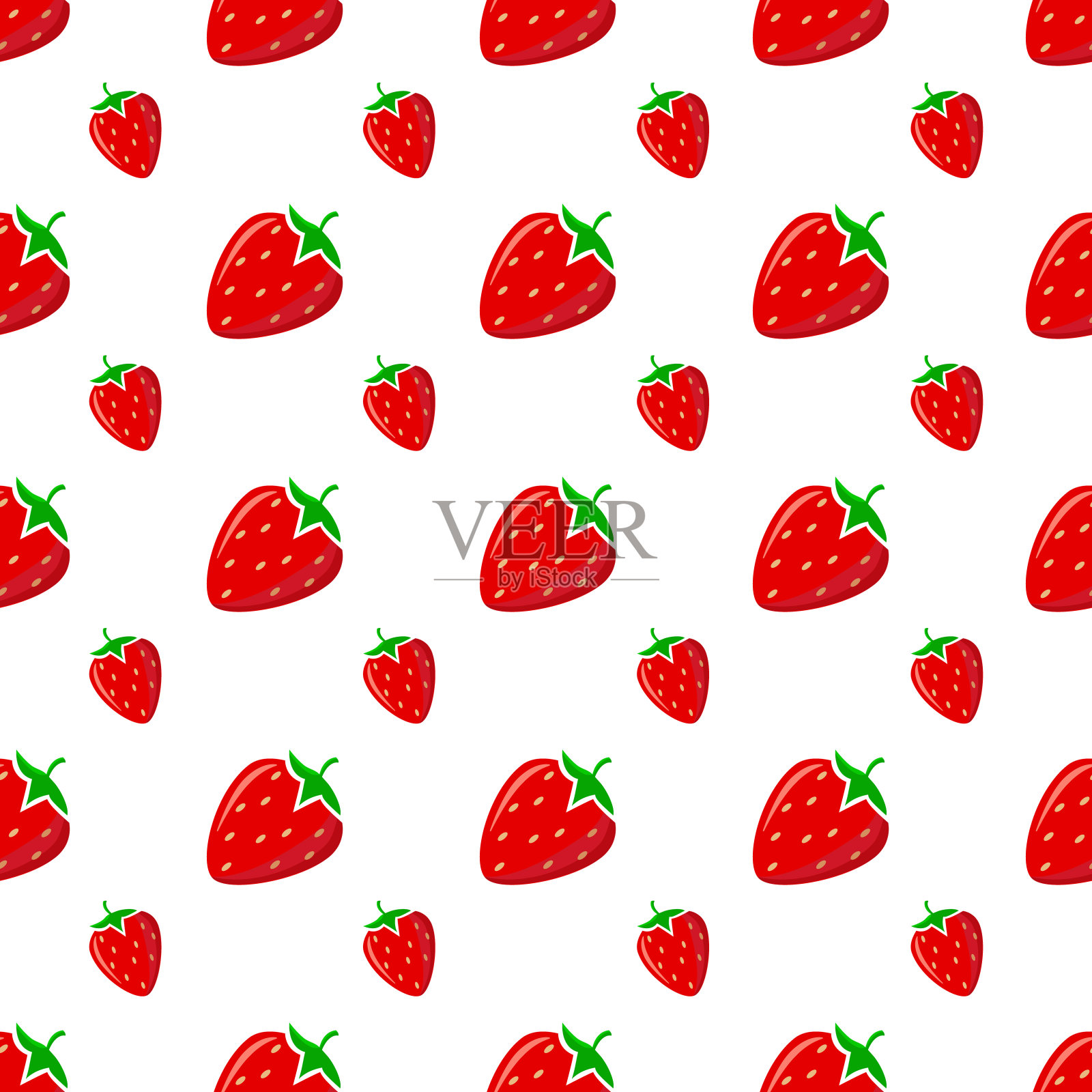 明亮的无缝图案与红色草莓。草莓浆果插画图片素材