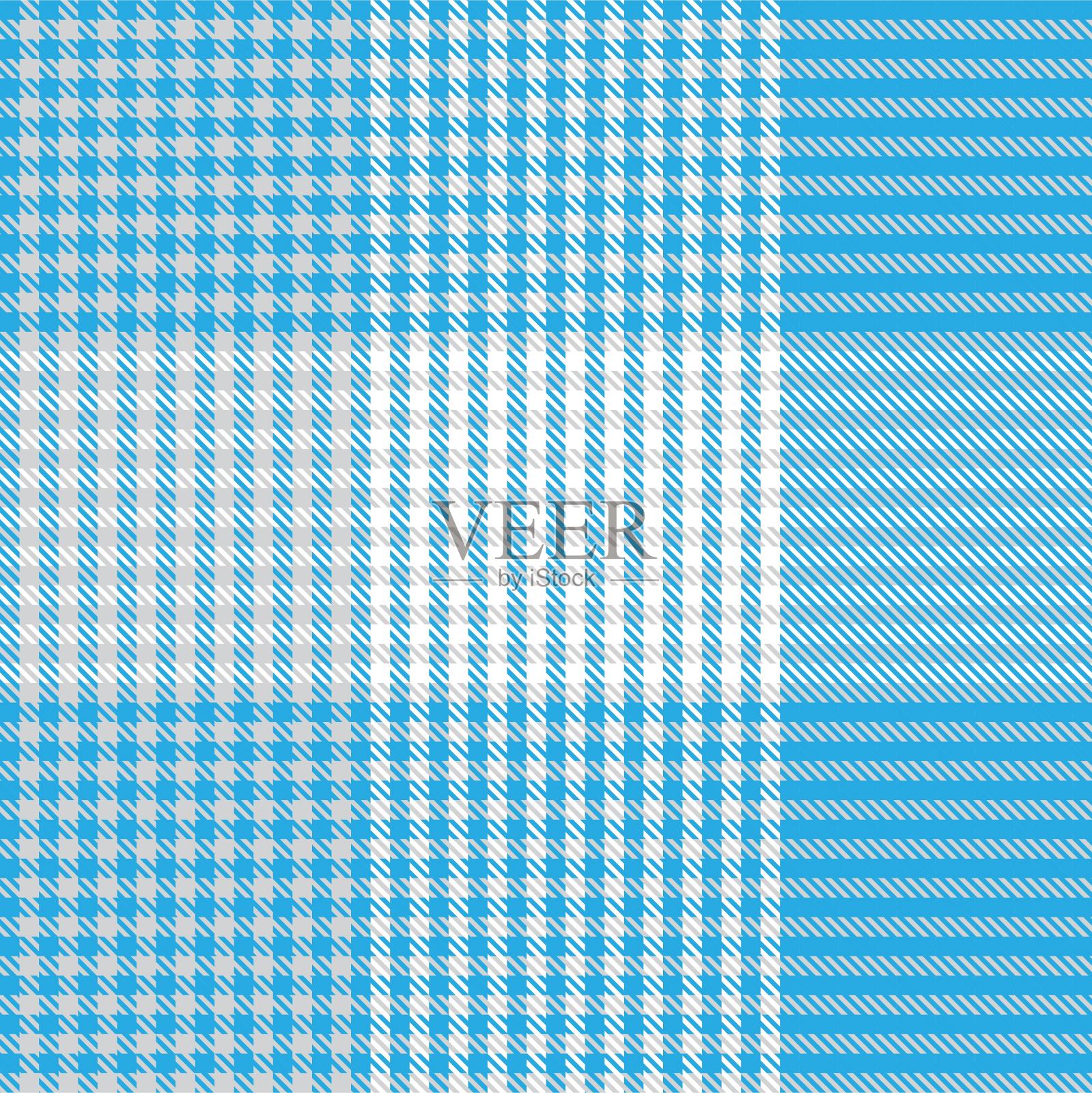 蓝色不对称格子纹理无缝图案插画图片素材