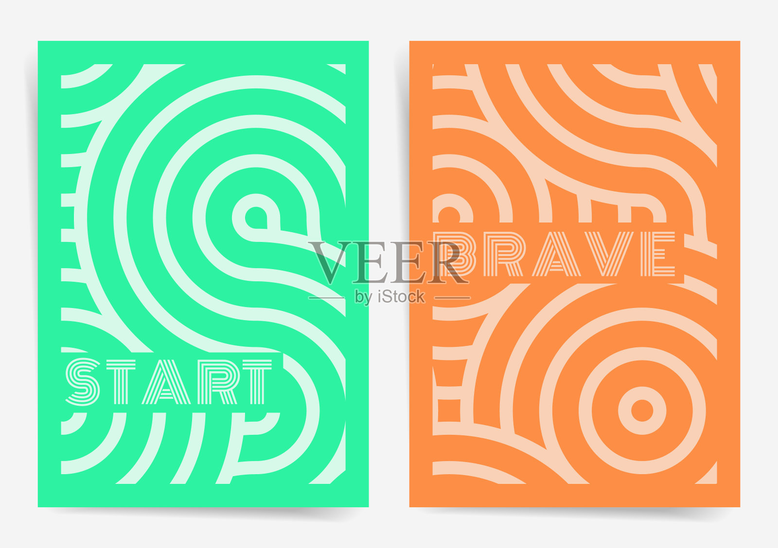 彩色海报设计模板集几何亚洲图案。插画图片素材