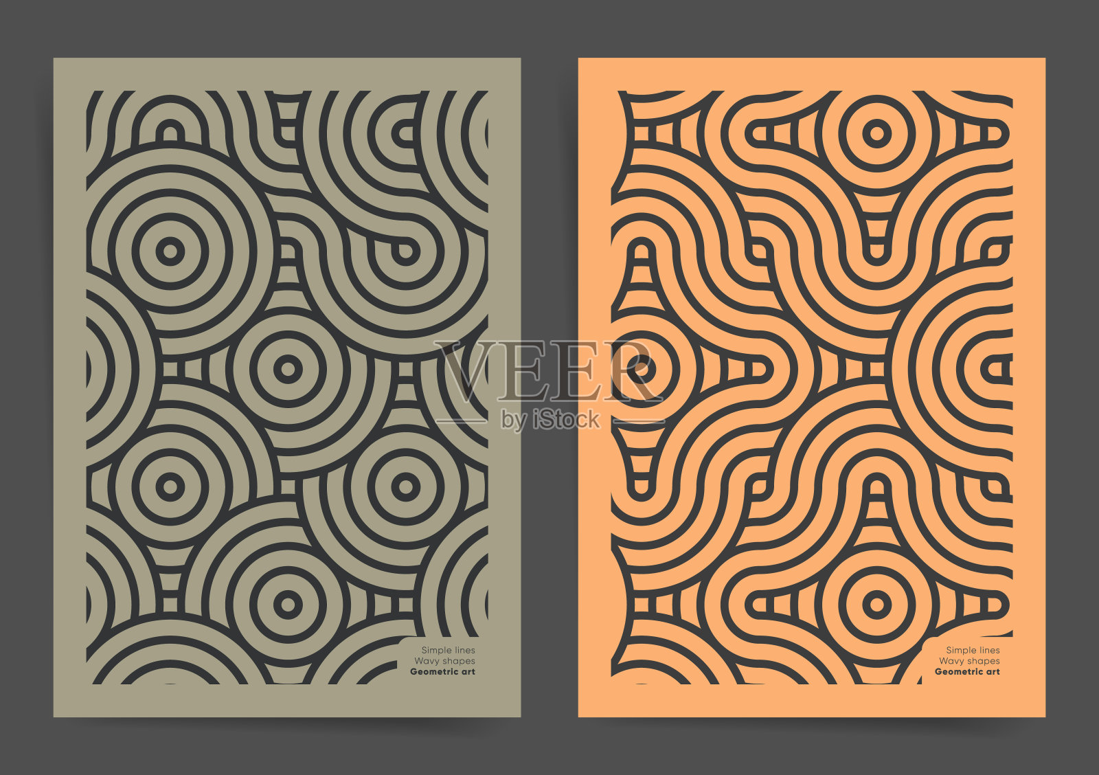 海报设计模板集几何亚洲图案。设计模板素材