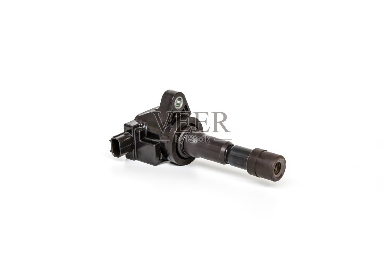 老旧的汽油机点火线圈白色背景的服务理念和长期维护与汽车照片摄影图片