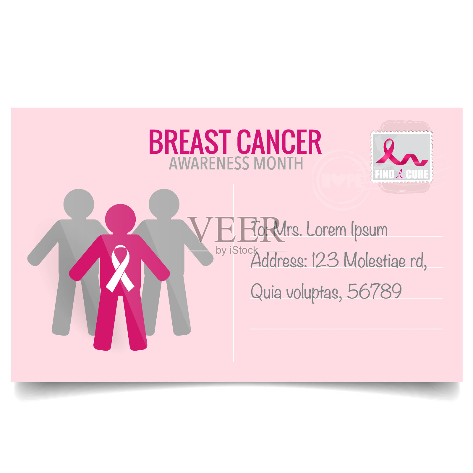 乳腺癌宣传月的背景设计。乳腺癌意识粉红丝带。矢量图插画图片素材