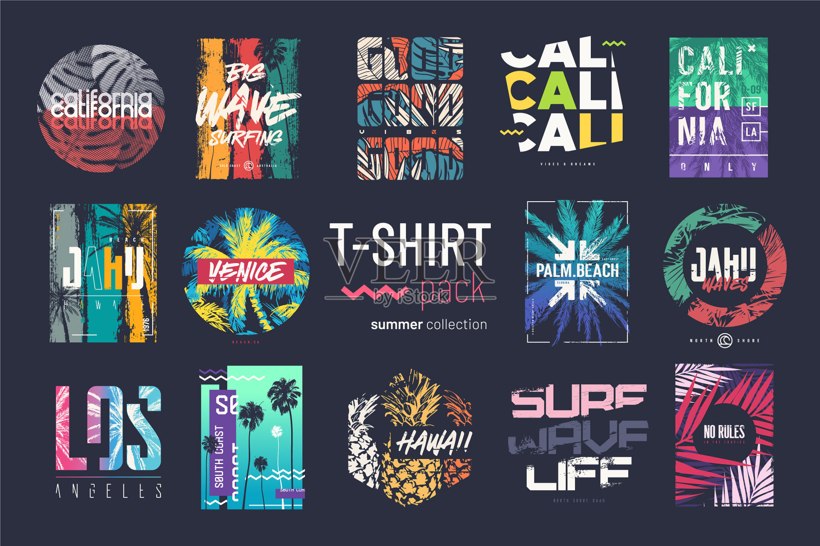 收藏十四件彩色t恤插画图片素材