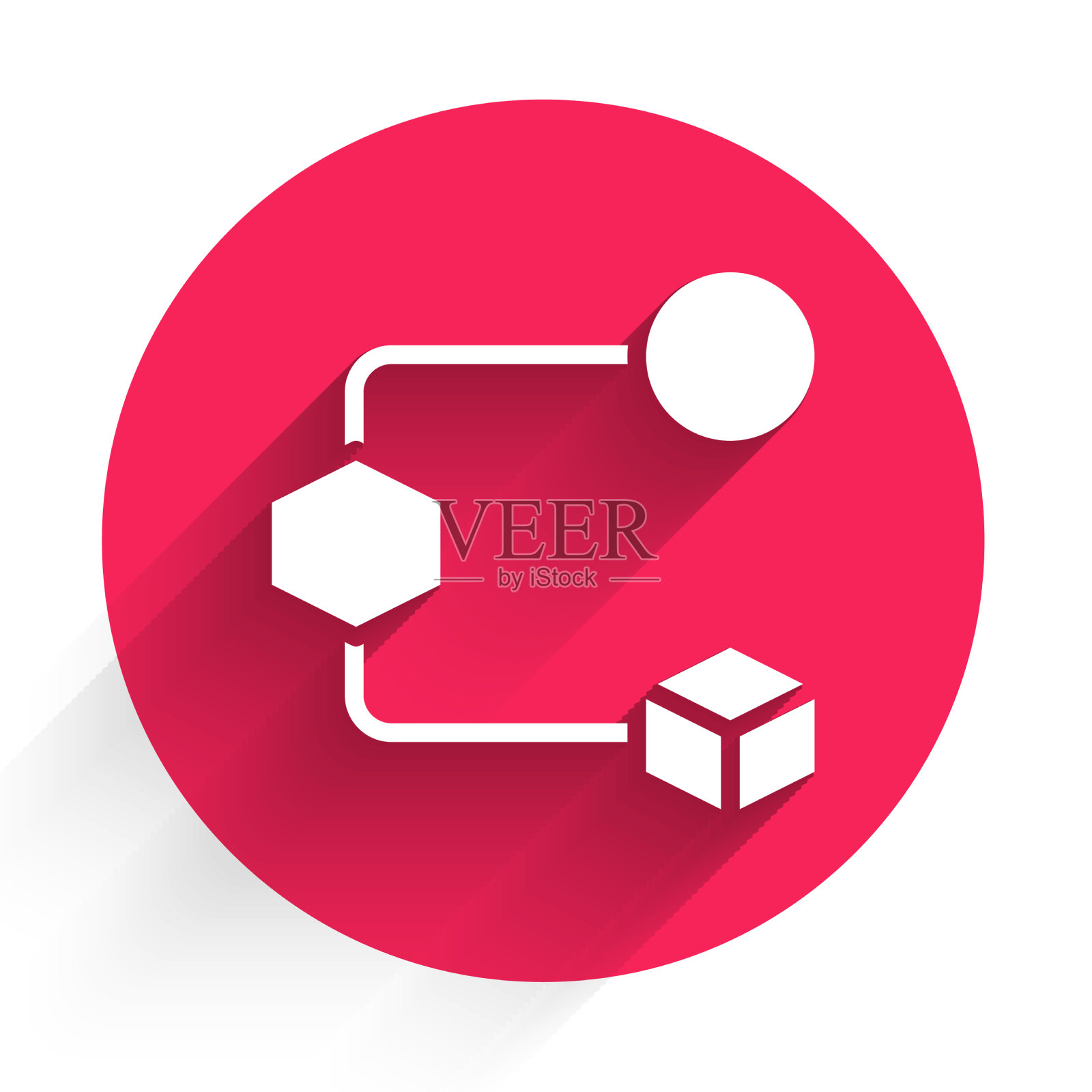 白色等距立方体图标孤立与长插画图片素材