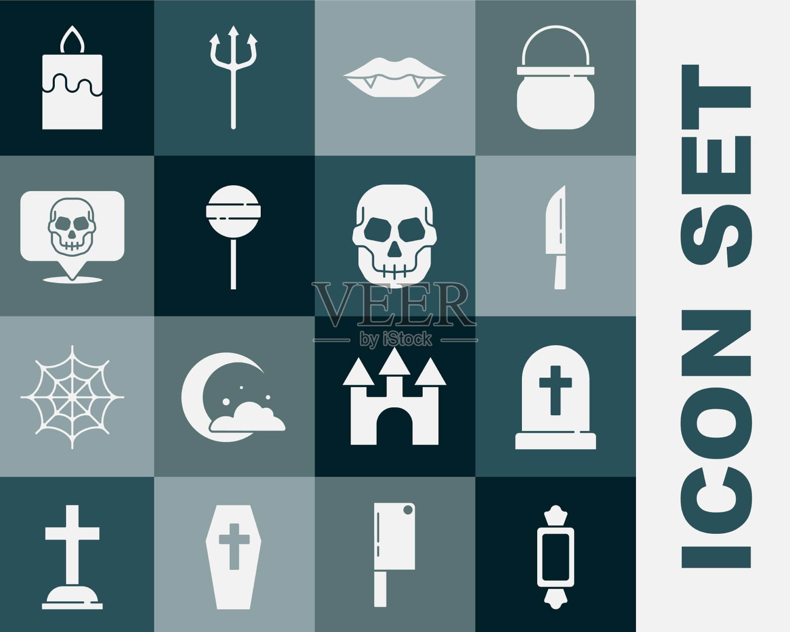 糖果墓碑和十字刀吸血鬼图标素材