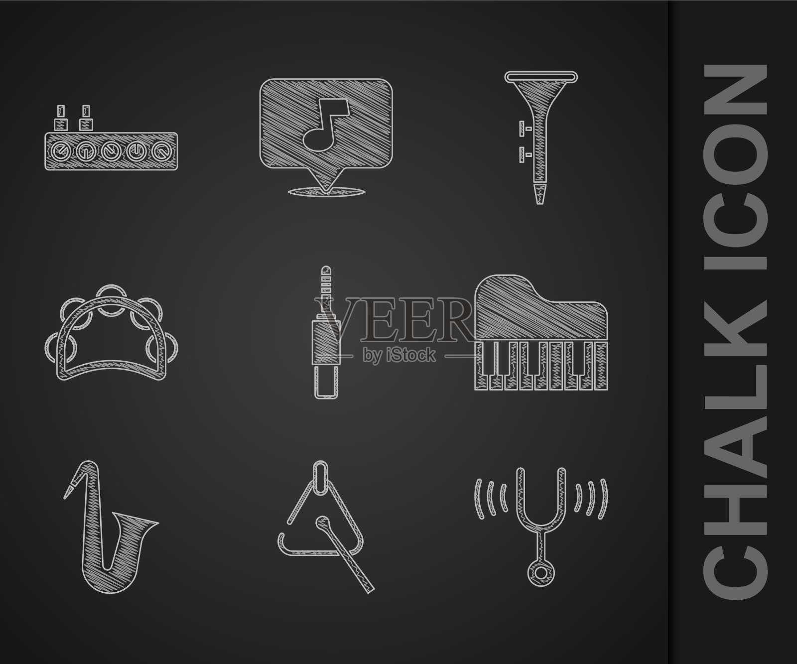 设置音频插孔三角音乐音叉图标素材