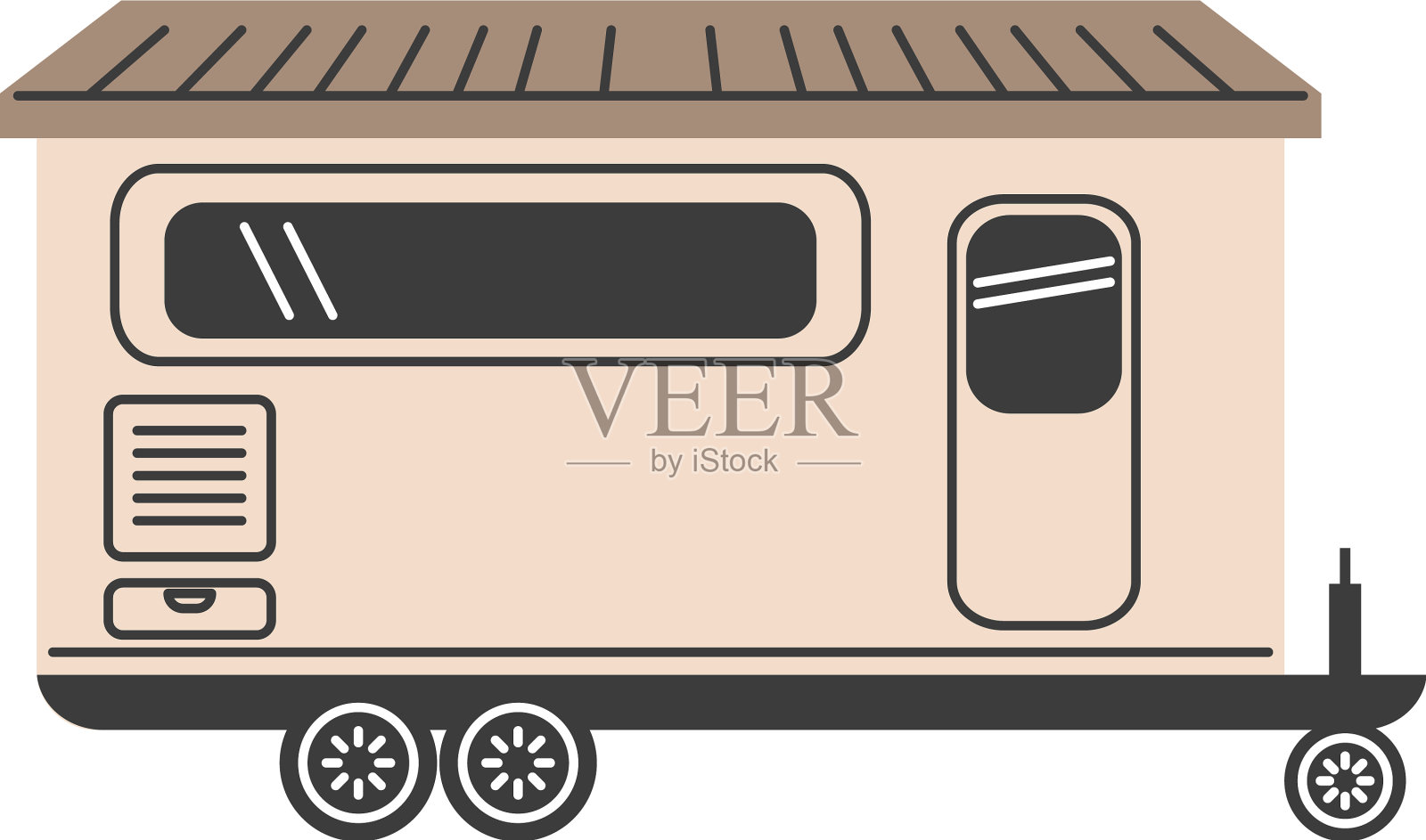 露营者拖车平面图标设计元素图片