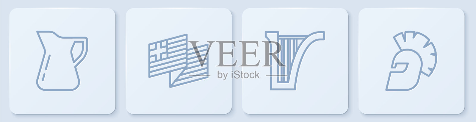 设瓶竖琴橄榄油希腊图标素材