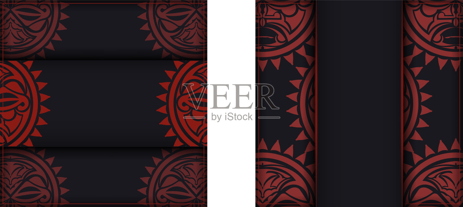 准备印刷的明信片设计在黑色插画图片素材