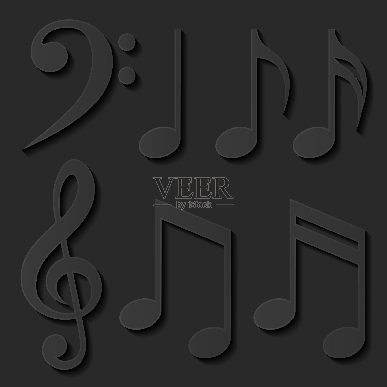 一套音符插画图片素材