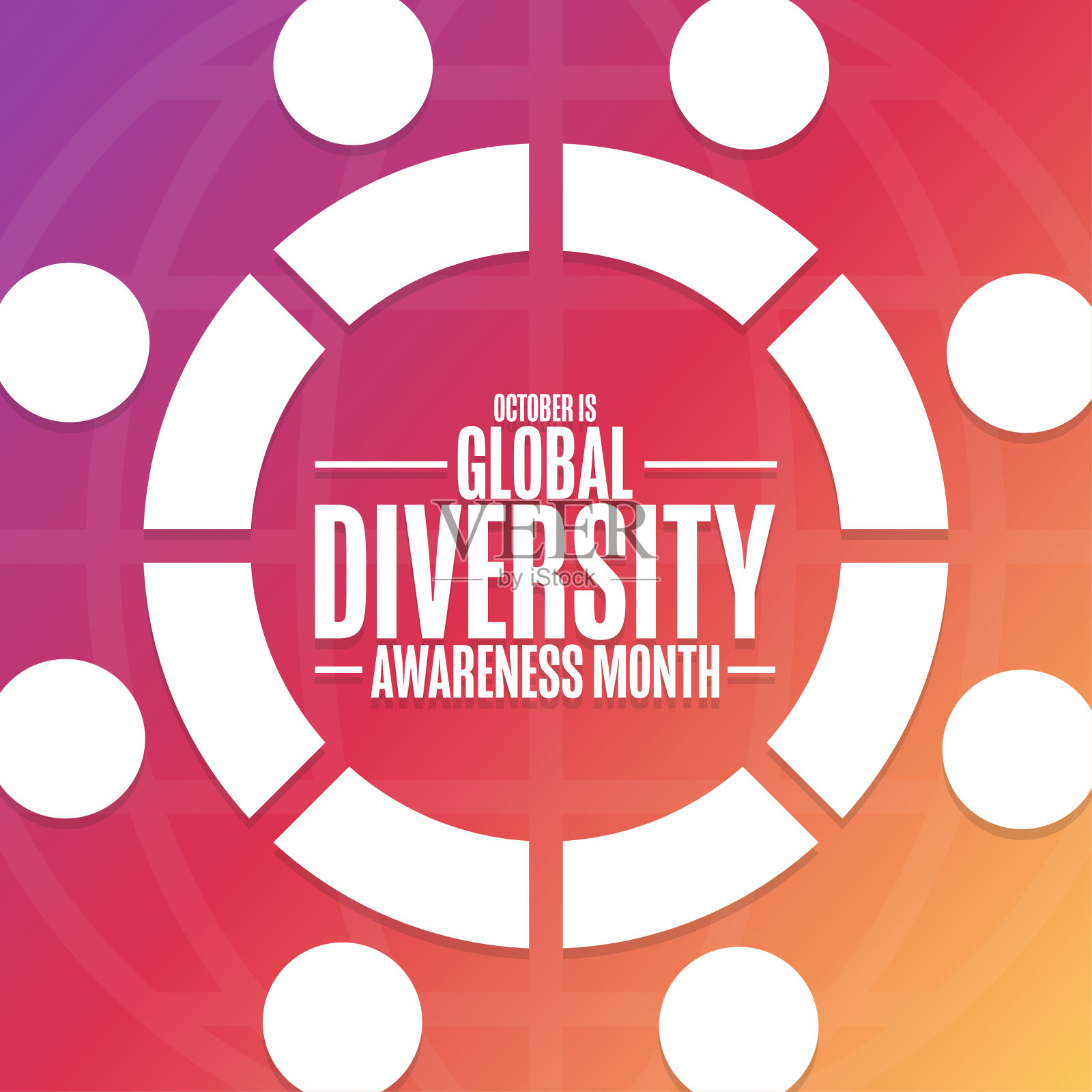 10月是全球多样性意识月。节日的概念。模板背景，旗帜，卡片，海报与文字题词。向量EPS10插图。插画图片素材