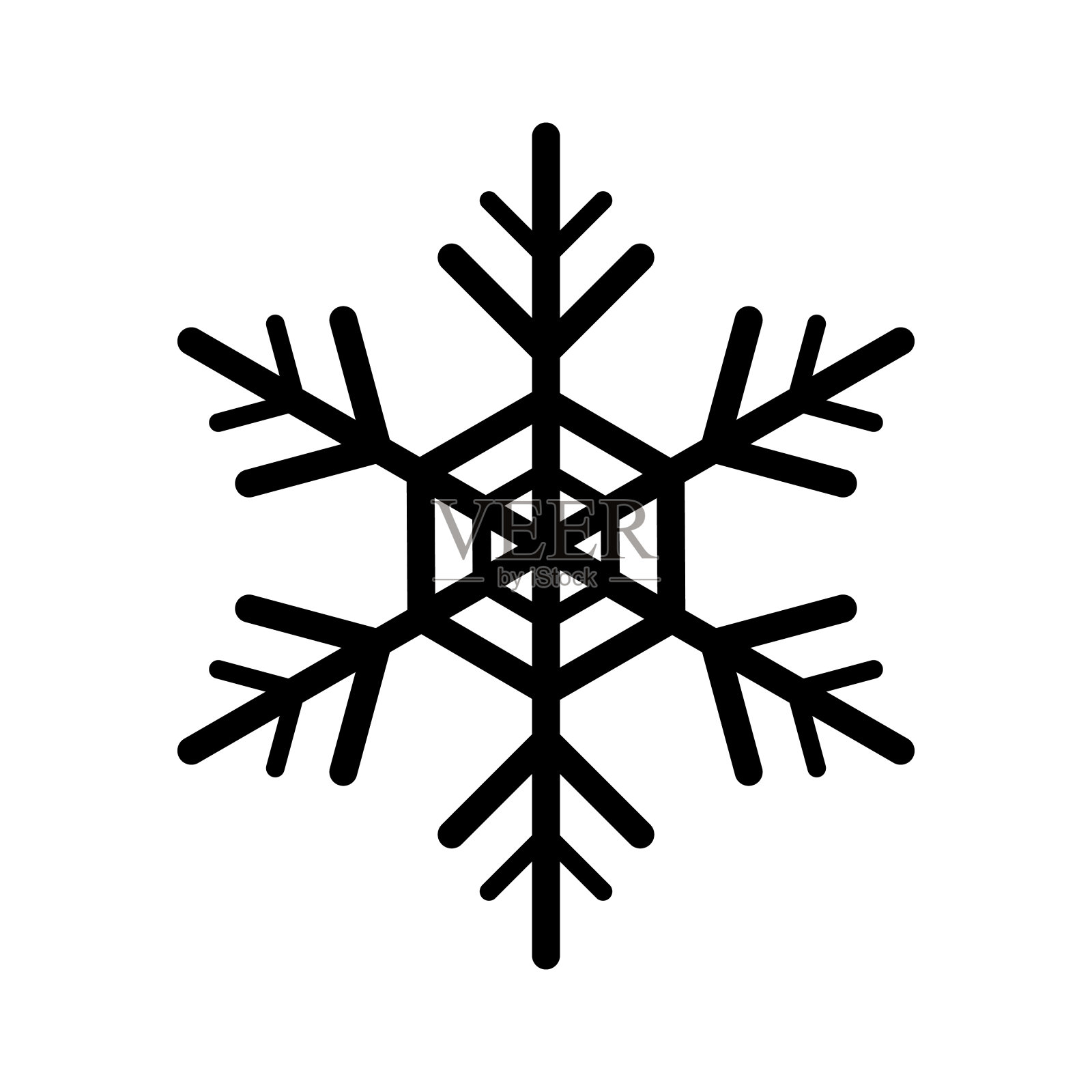 简单的雪花黑色线条插画图片素材