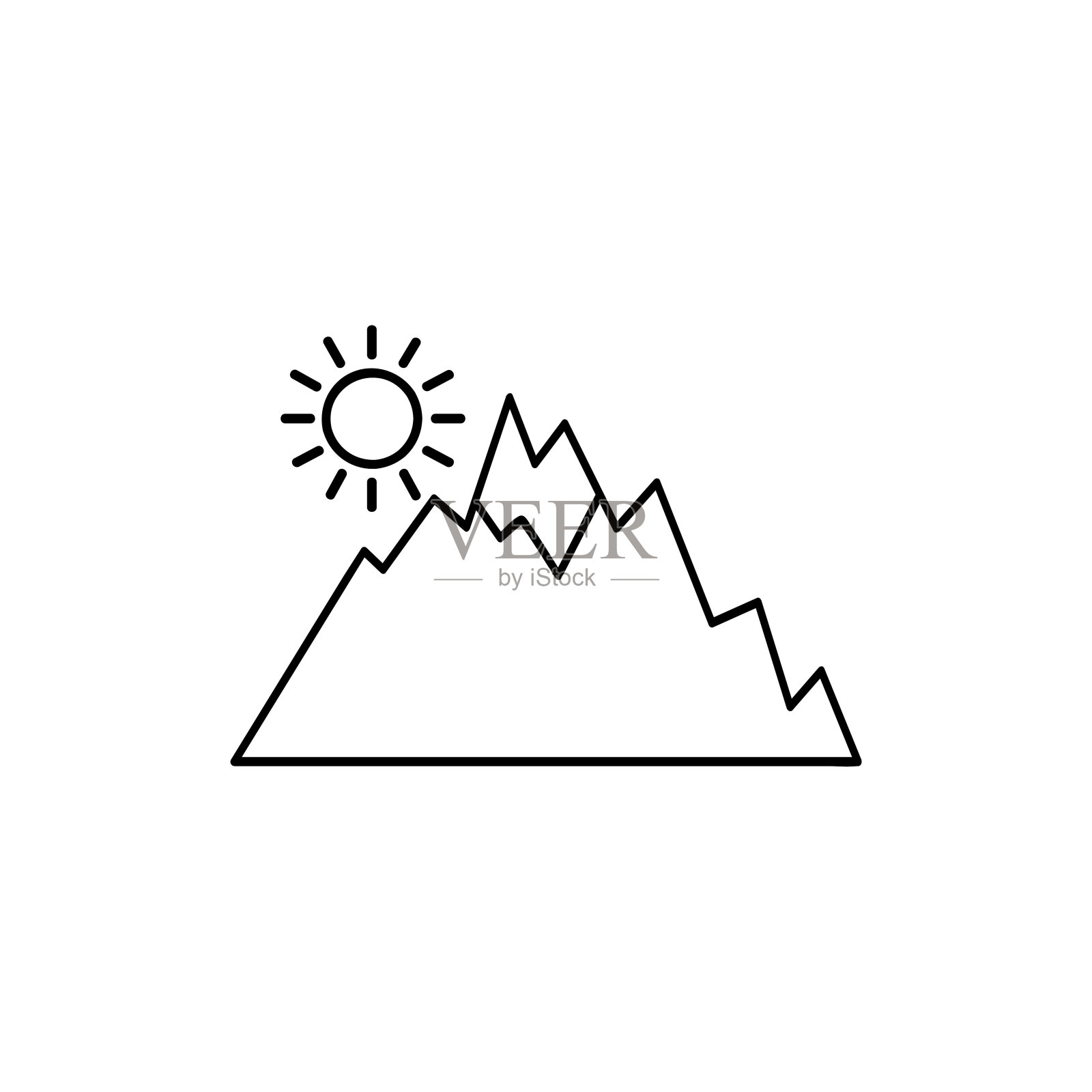 山脉孤立最小单线平坦图标。时尚风格的高级图标包。矢量插图。Eps10插画图片素材