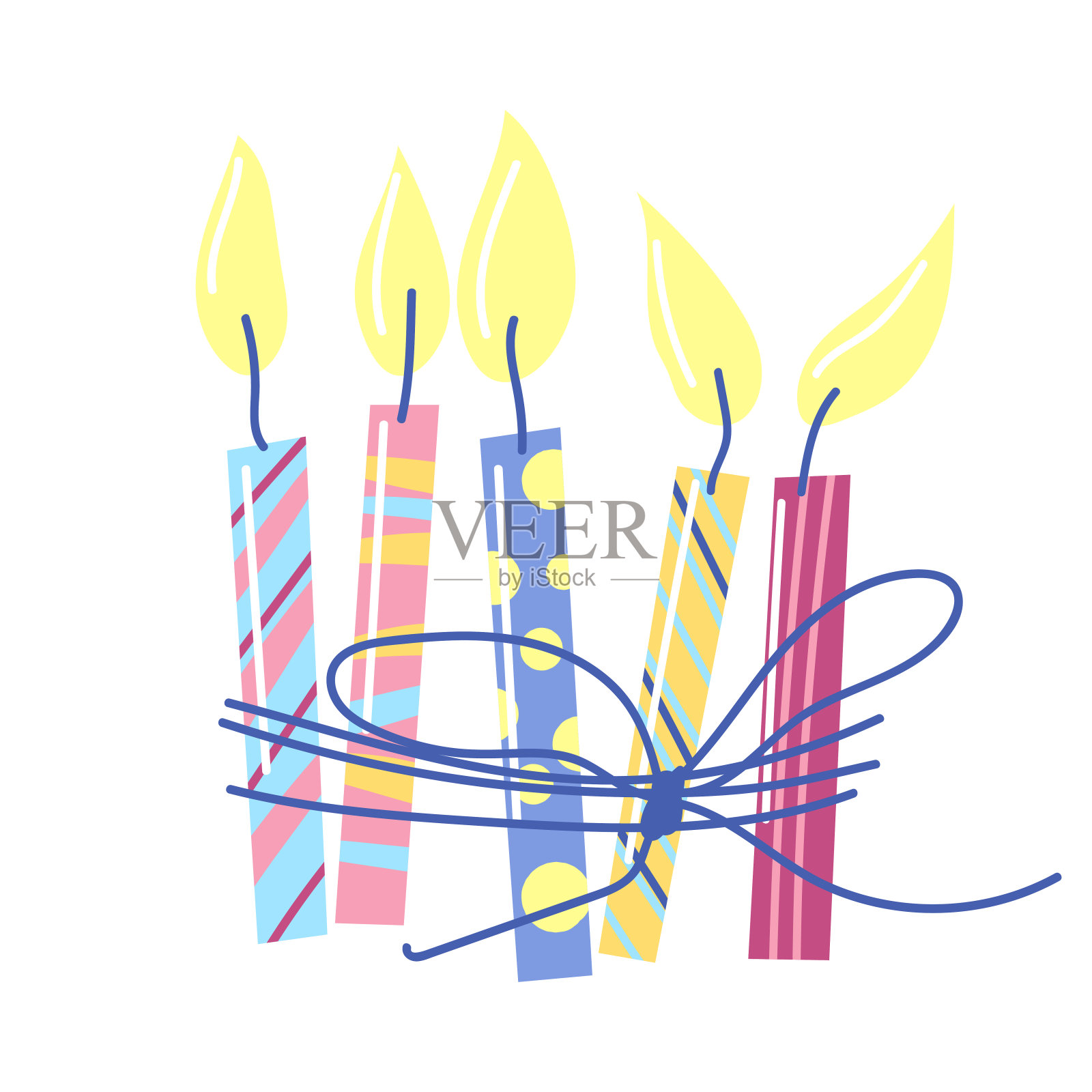 生日快乐蜡烛插图。庆祝或节日用品。插画图片素材