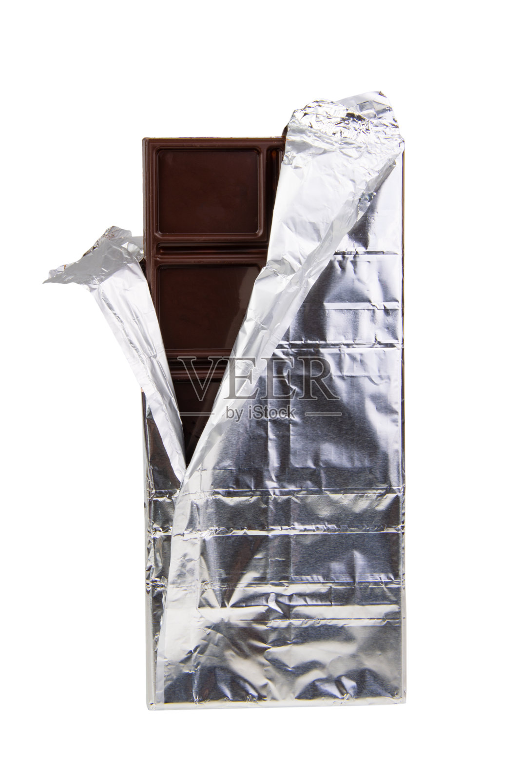 巧克力棒在白色的背景箔孤立照片摄影图片