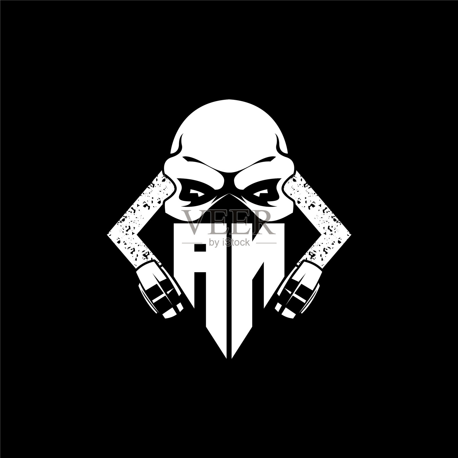 最初的电子竞技头骨面具风格插画图片素材