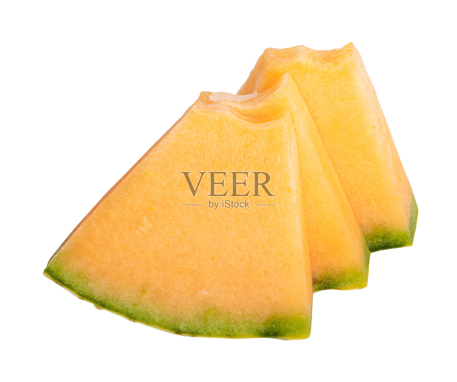 新鲜成熟的甜瓜，白色背景照片摄影图片