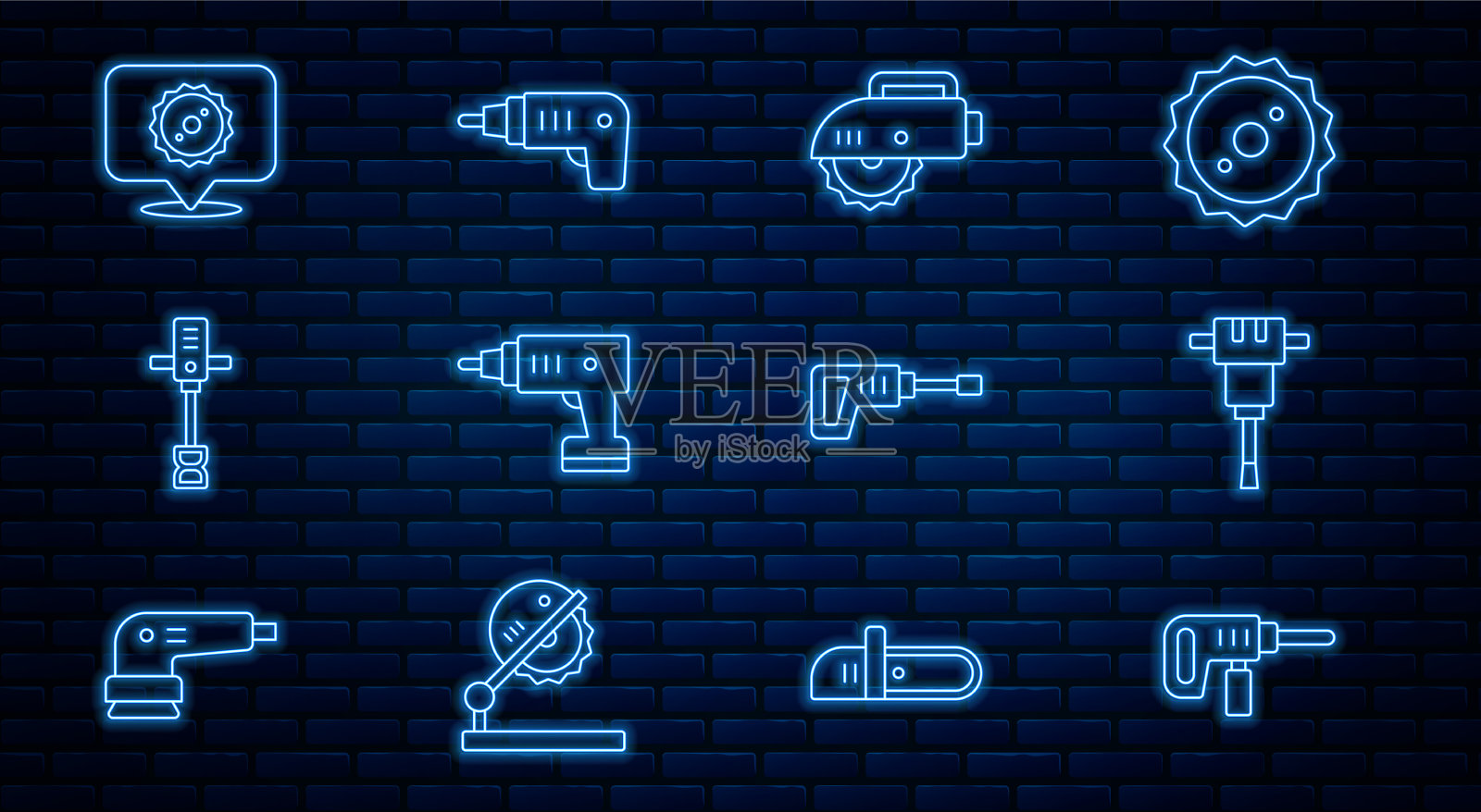 电钻套线机施工图标素材