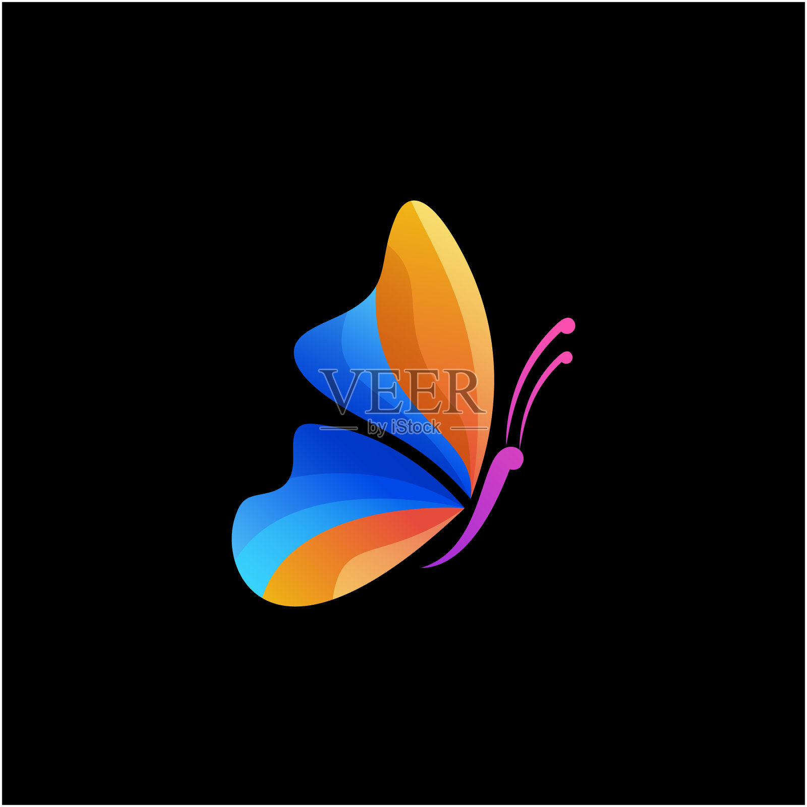 蝴蝶现代标志设计插画图片素材