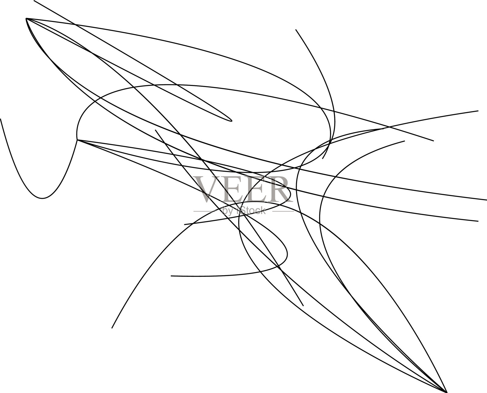 随机曲线，弯弯曲曲，纠结的线结环插画图片素材