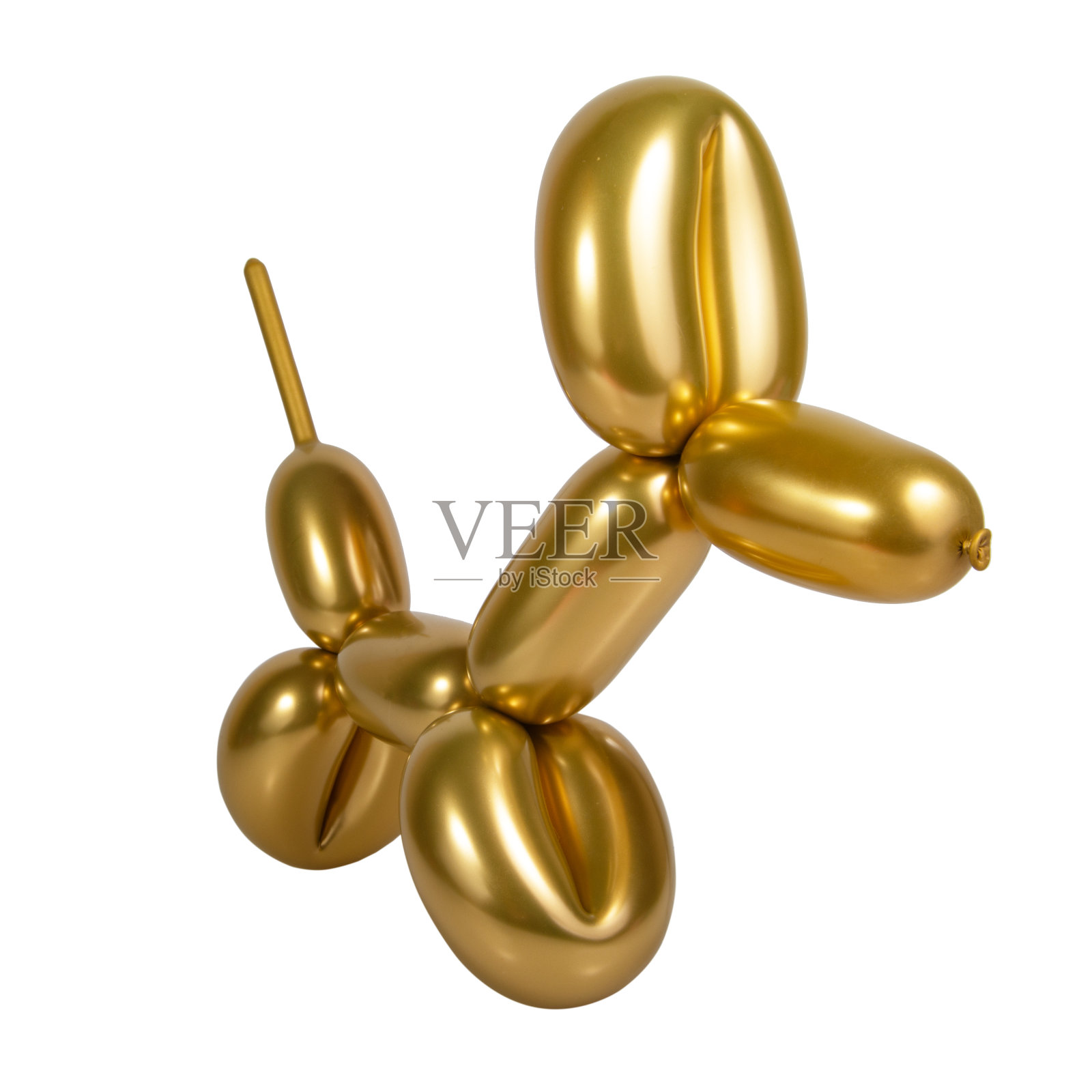 金色明亮的气球狗孤立在白色的背景照片摄影图片