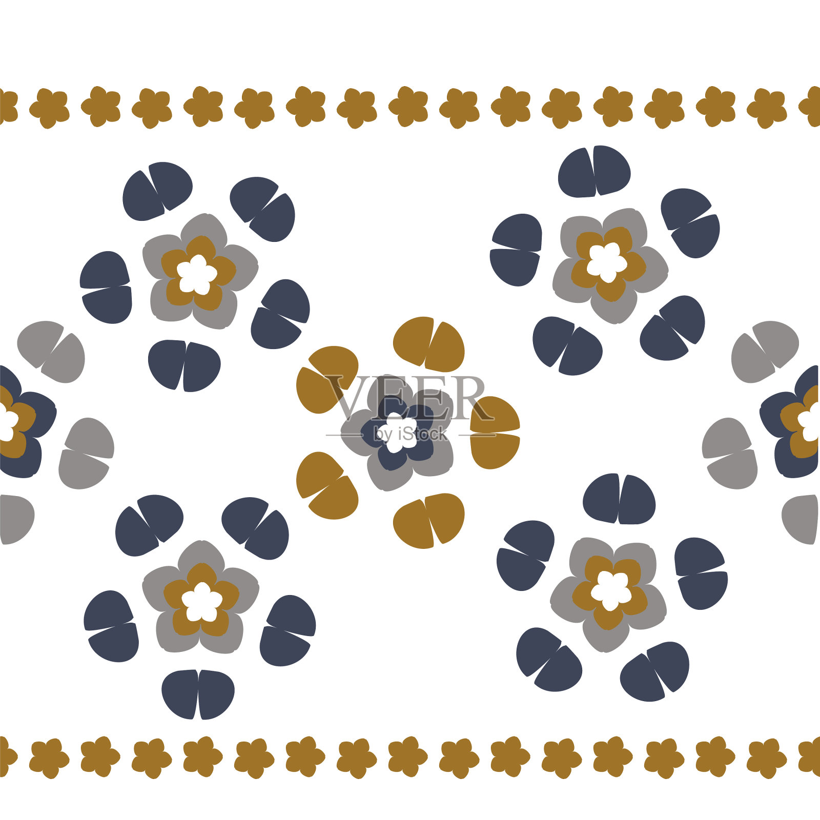 阳刚气花无缝图案经典复古插画图片素材