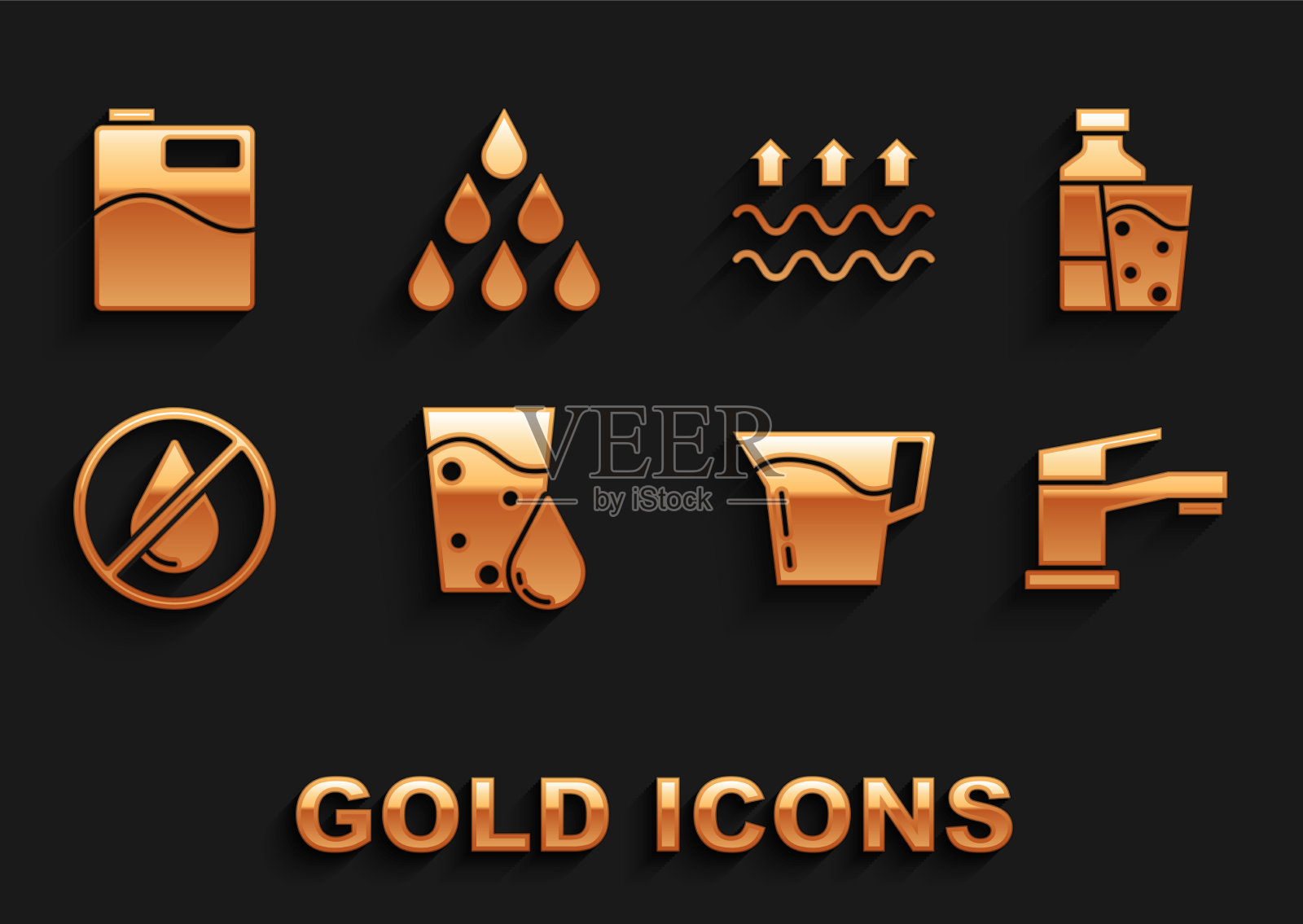 将玻璃杯与水杯、玻璃水龙头连接图标素材