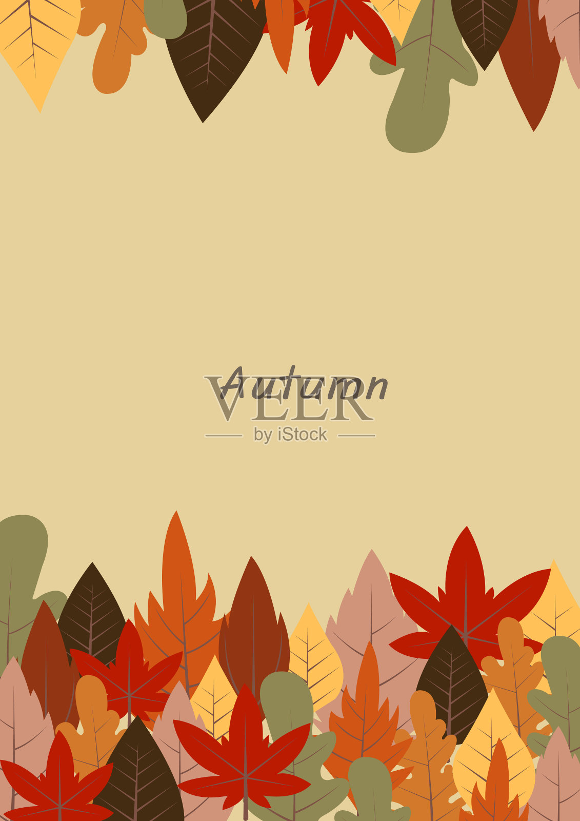 抽象平面设计秋叶的框架向量，为装饰在秋天的季节，感恩和自然的概念。插画图片素材