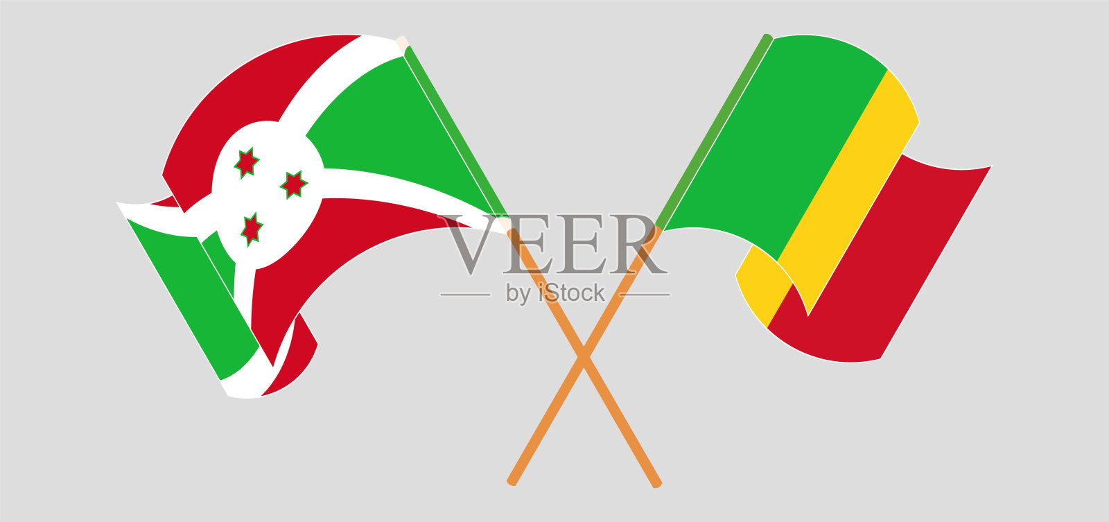 交叉并挥舞着布隆迪和马里的国旗设计元素图片