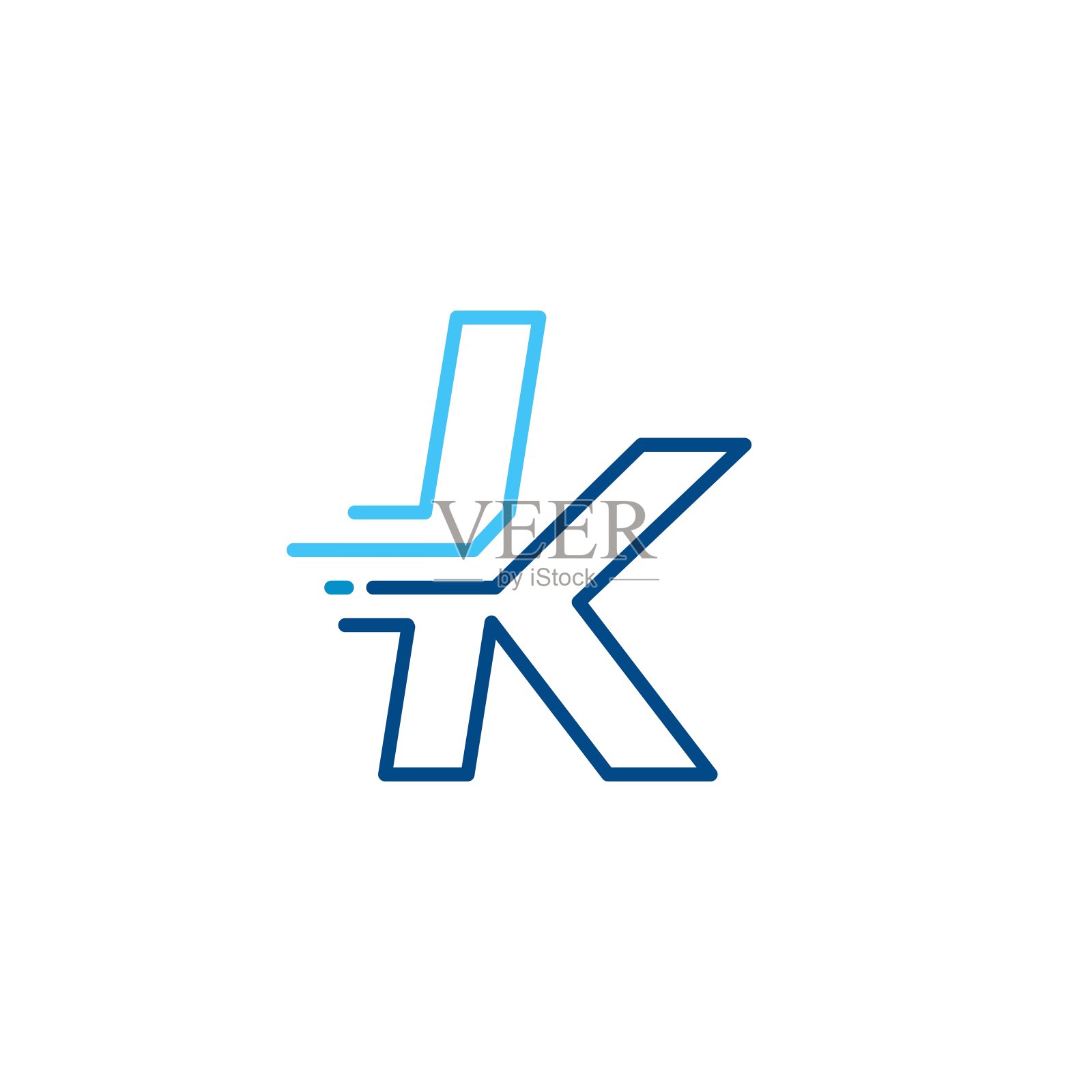 K字母破折号小写科技数字快速快速交付运动线轮廓单线蓝色矢量图标插图插画图片素材