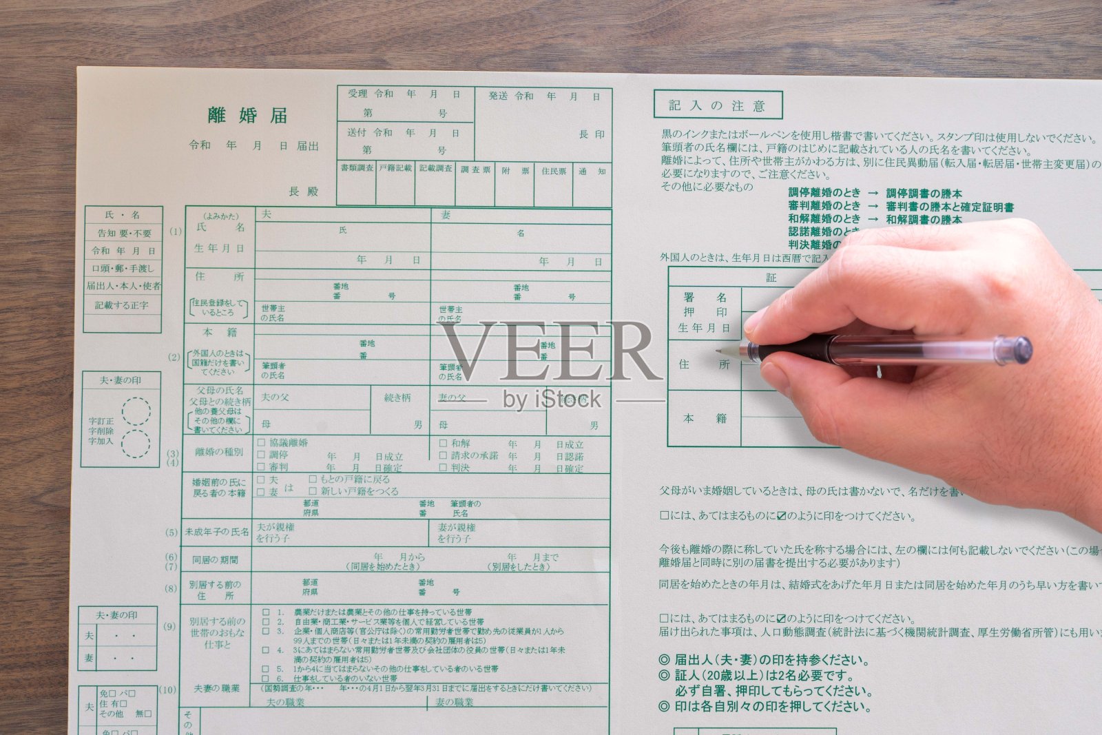 签署离婚协议书(通知、登记)照片摄影图片