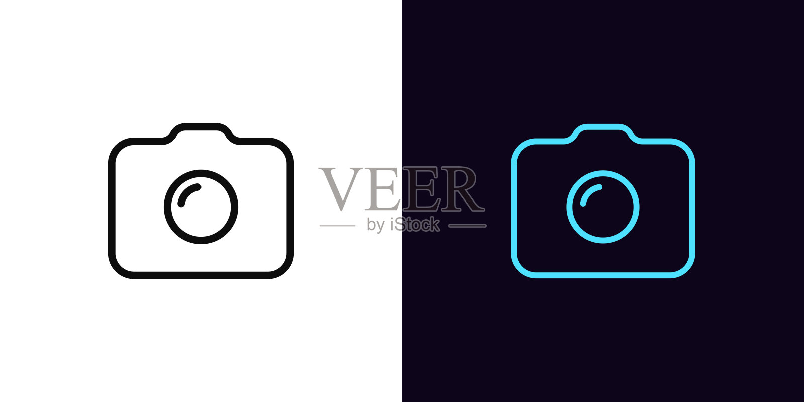 轮廓照片相机图标，带有可编辑的笔触。线性摄像标志，照片拍摄象形图图标素材