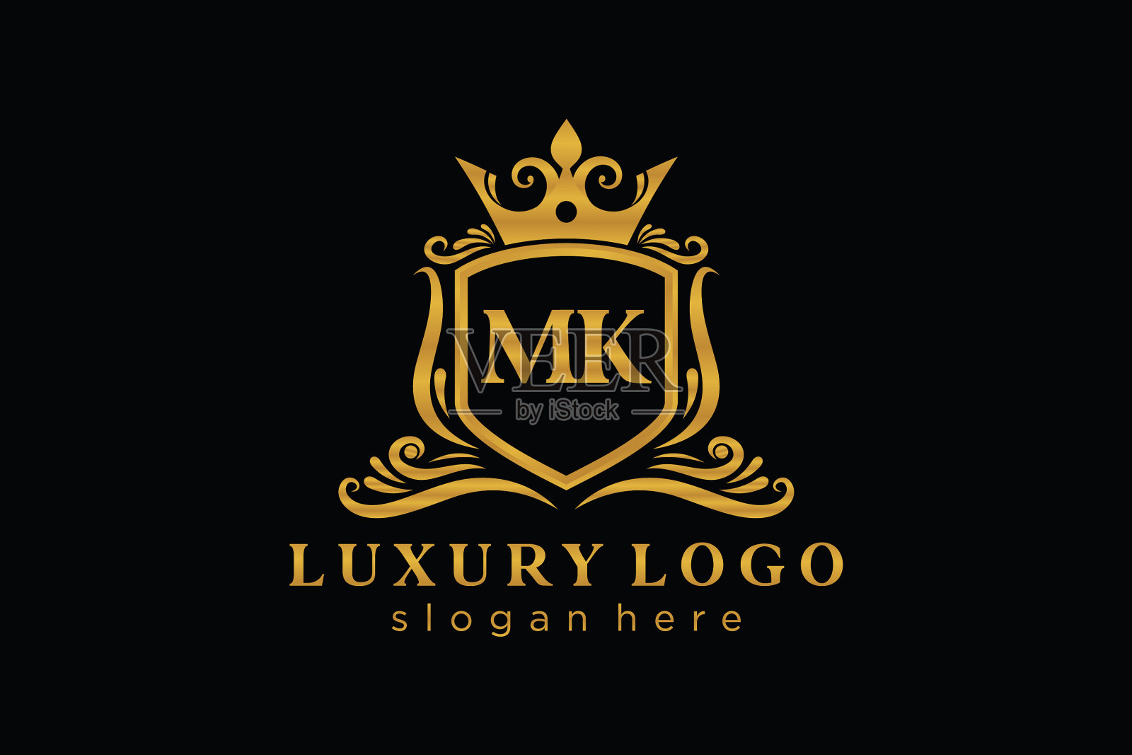 最初的mk信皇家奢侈标志模板插画图片素材