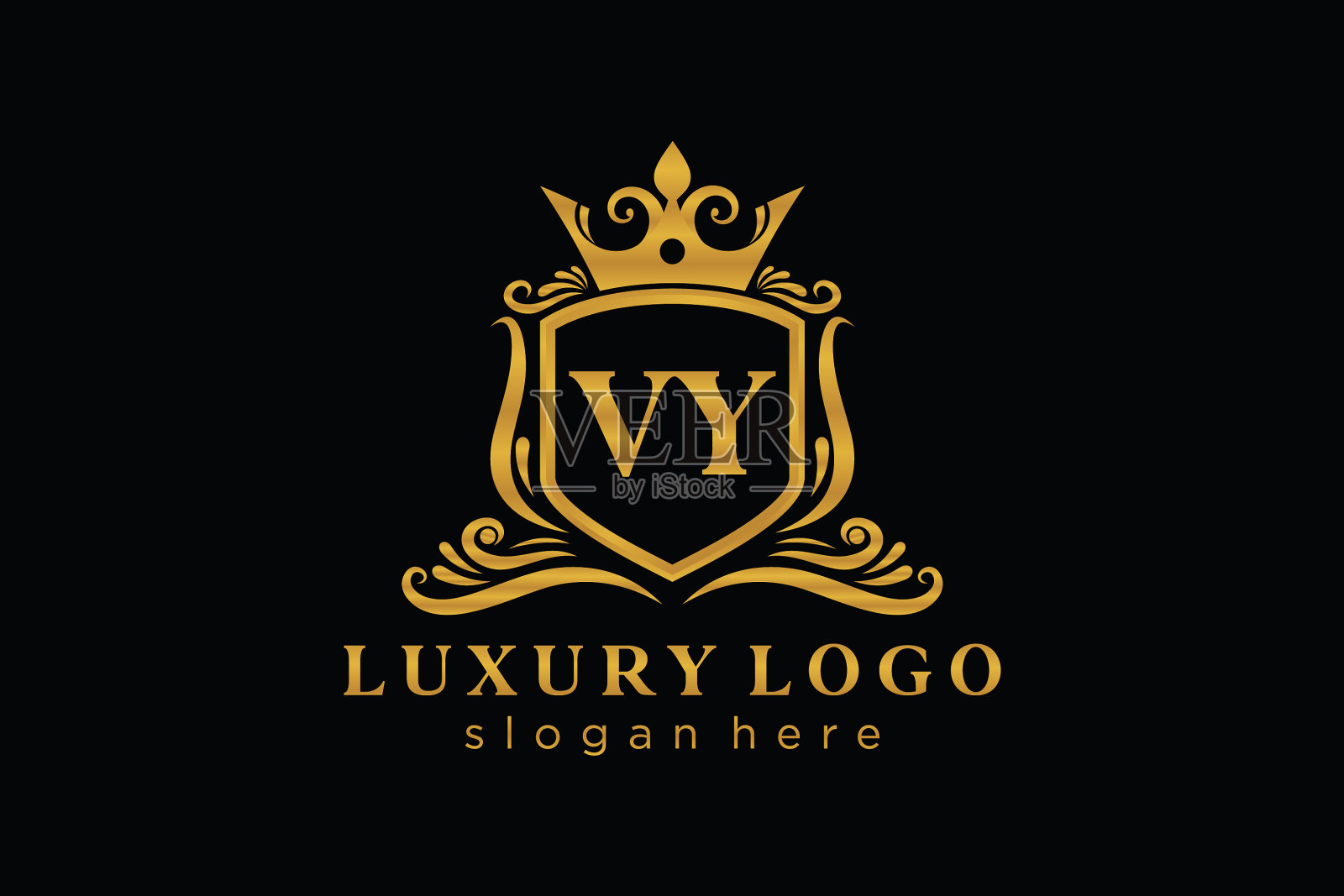 首字母皇家奢侈标志模板在插画图片素材