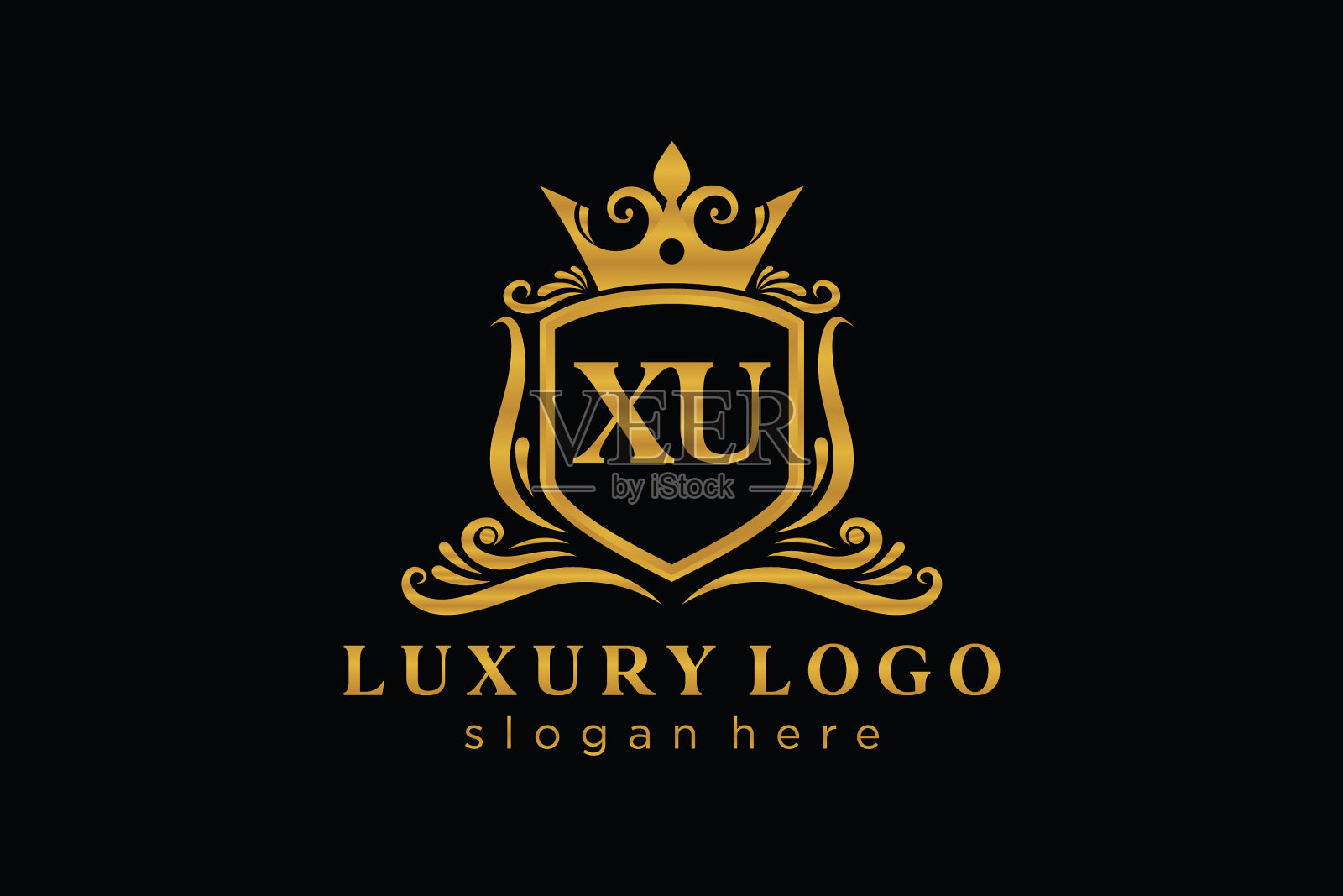 首个徐信皇家奢侈logo模板中插画图片素材