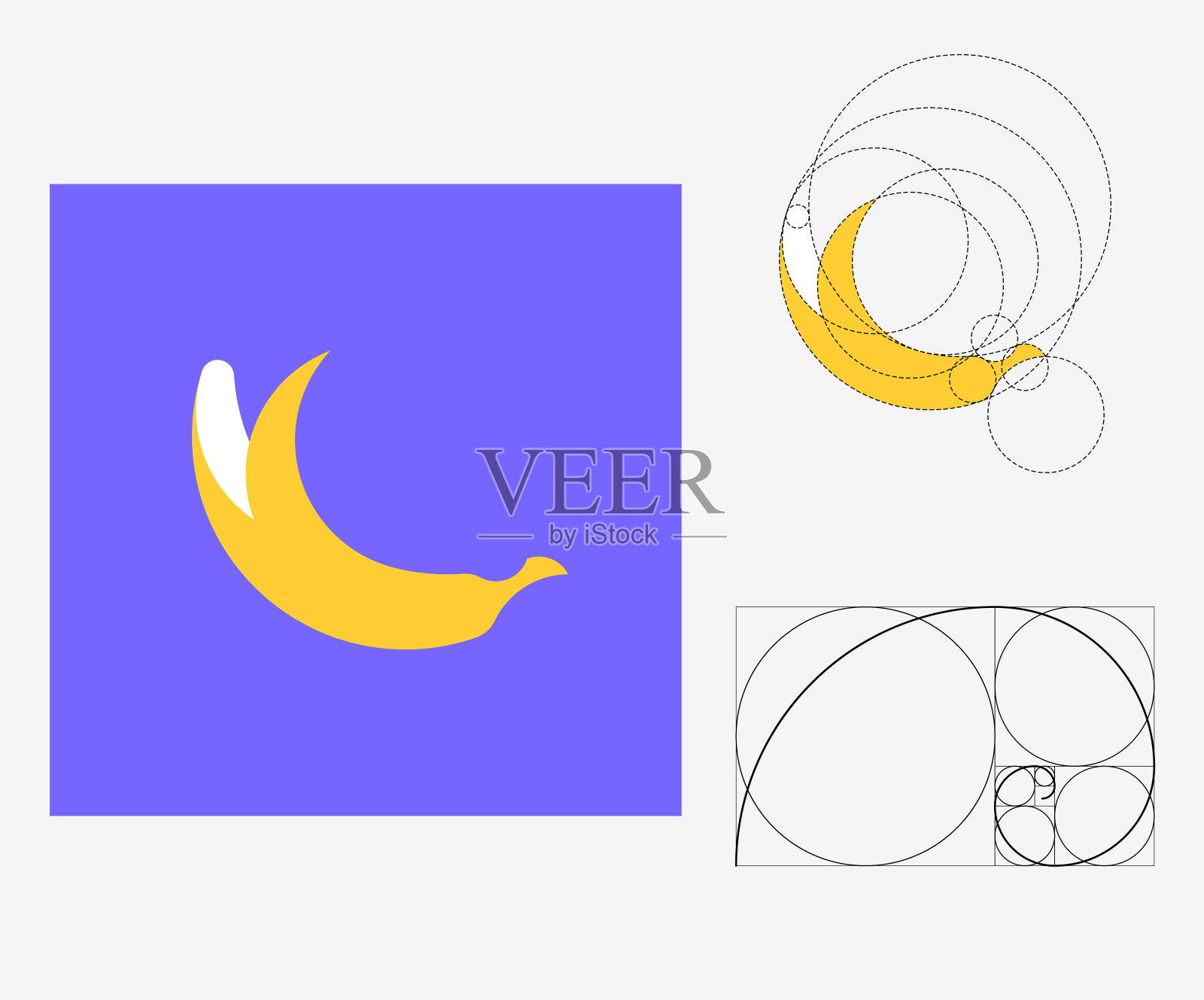 金色比例的矢量香蕉。可编辑的图片插画图片素材