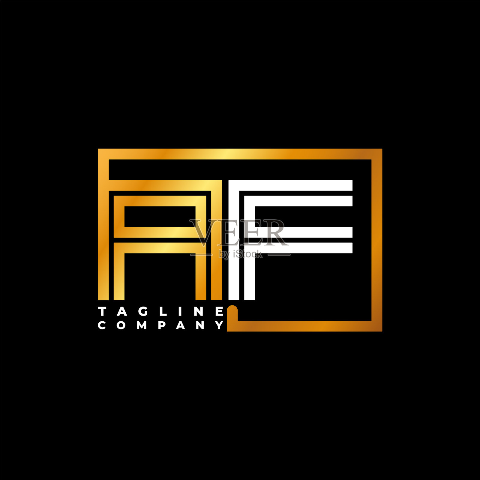 Af字母金色线条插画图片素材