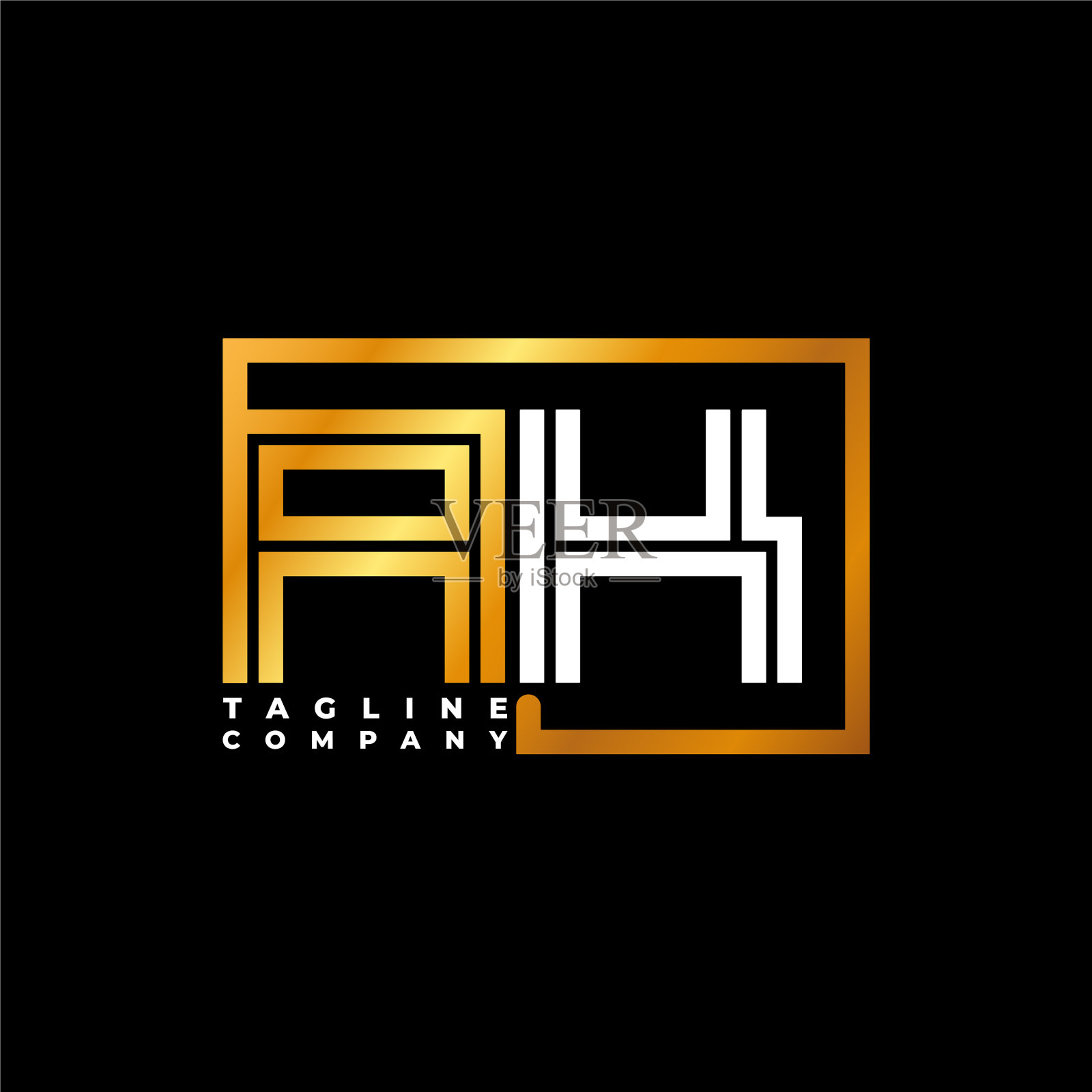 Ak字母金色线条插画图片素材