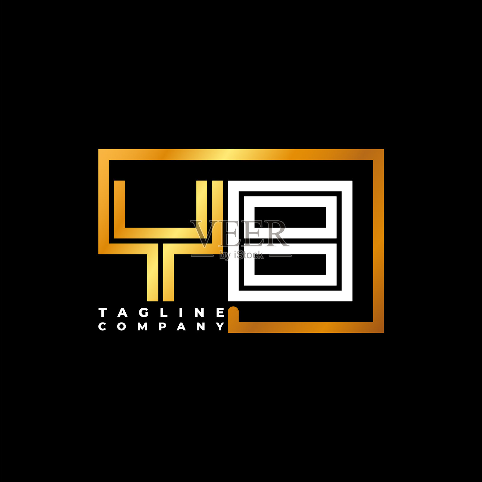 Yb字母金色线条插画图片素材