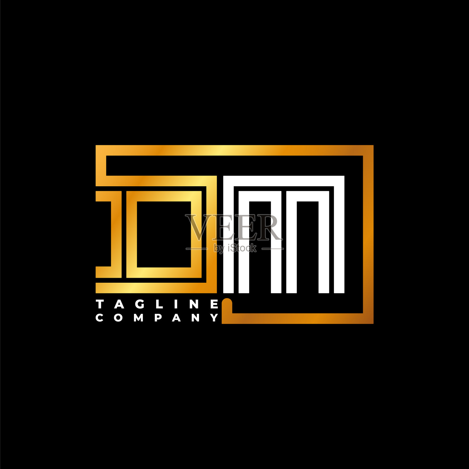 Dm字母黄金形状线插画图片素材