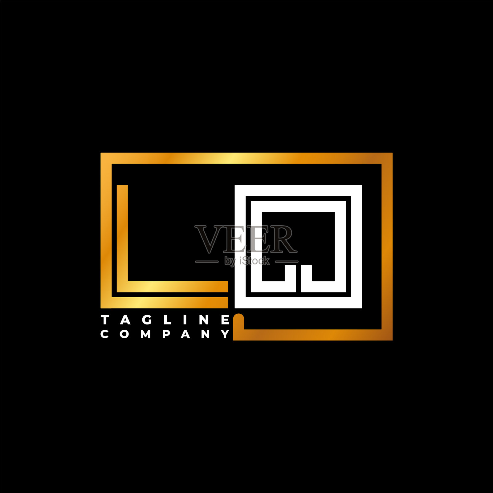 Lq字母金色线条插画图片素材