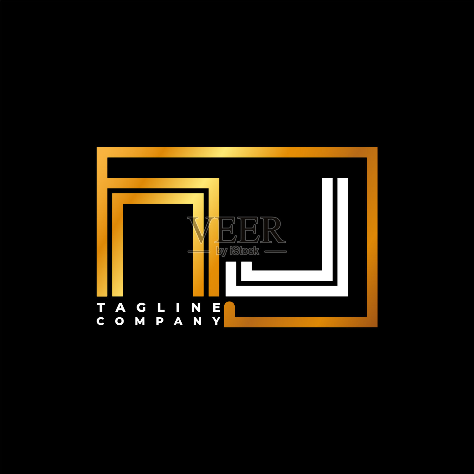 Nj字母金色线条插画图片素材