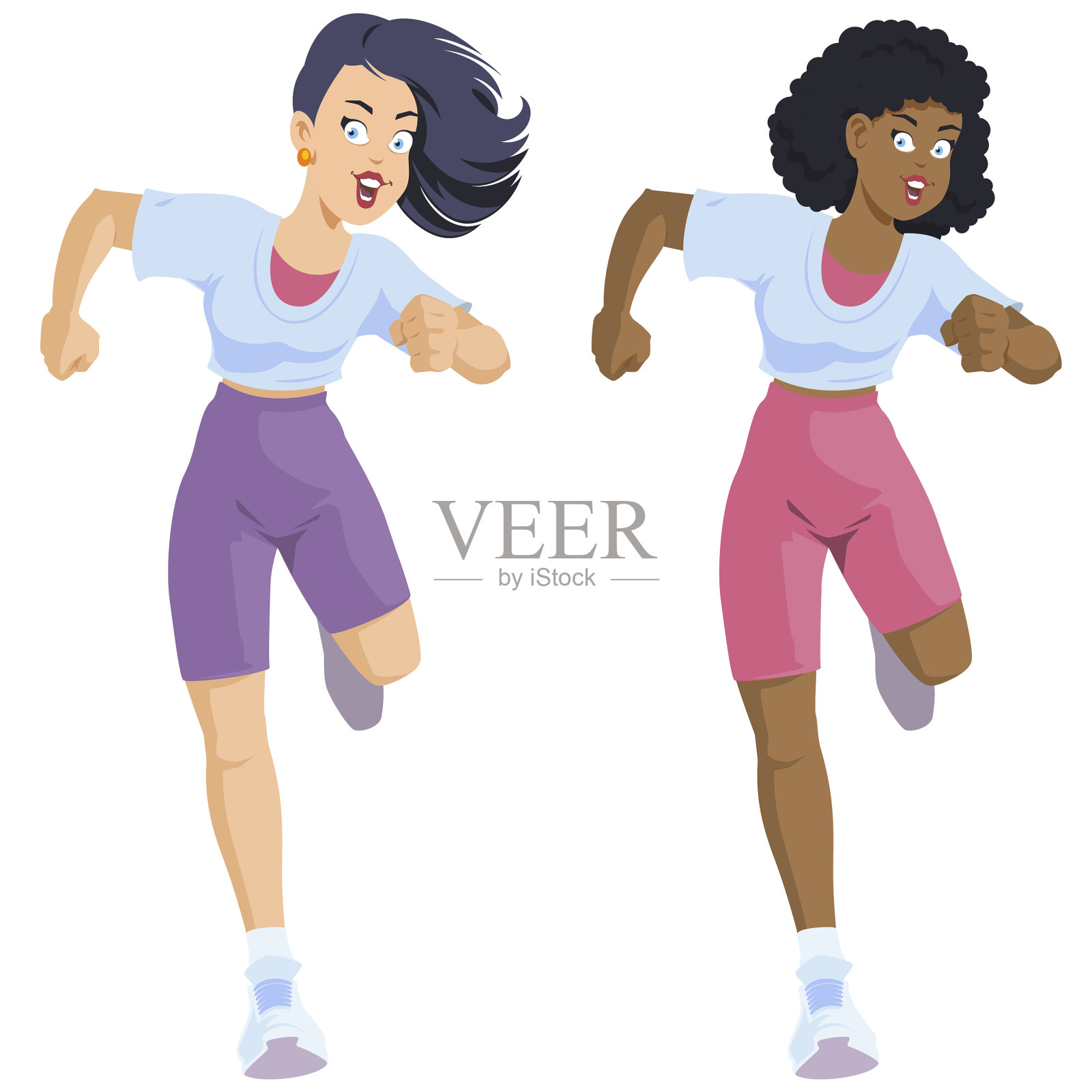 女孩跑步的健康生活方式为互联网和插画图片素材